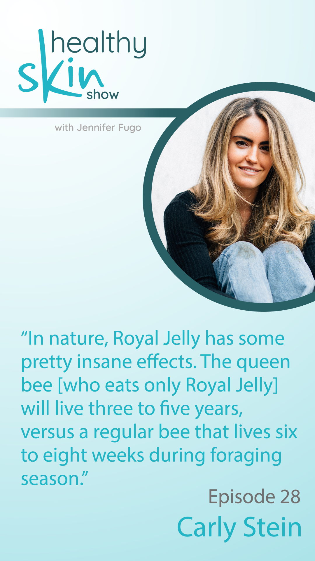 “In nature, Royal Jelly has some pretty insane effects. The queen bee [who eats only Royal Jelly] will live three to five years, versus a regular bee that lives six to eight weeks during foraging season.”