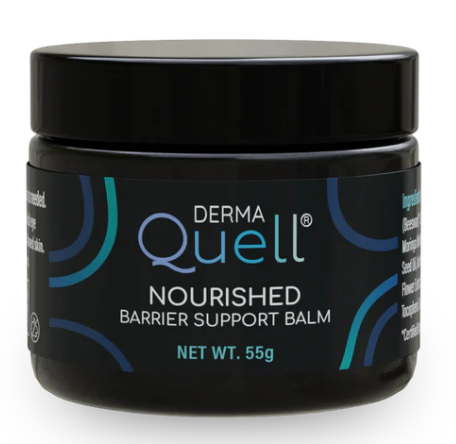 A single black bottle of Nourished Barrier Support Balm on a white background