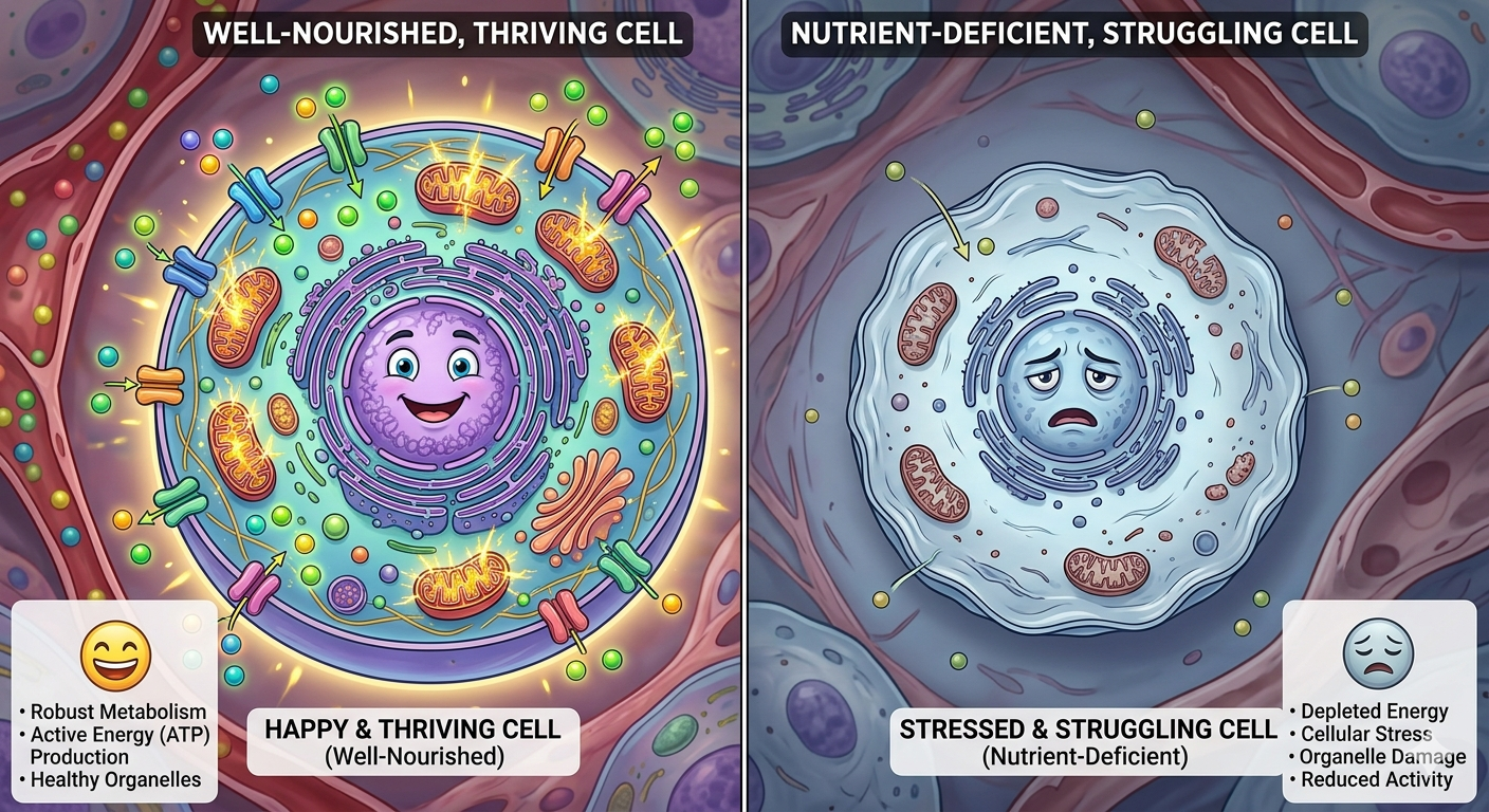 diagrams of healthy and unhealthy cells