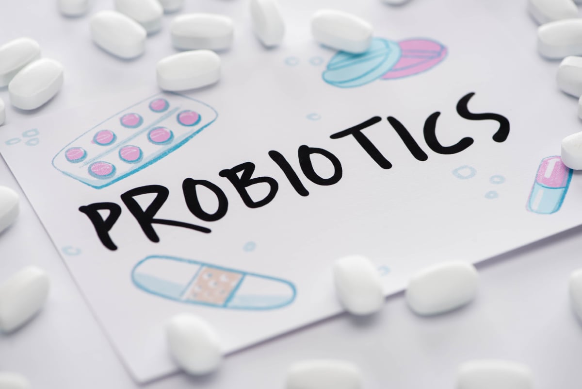probiotic capsules and sign
